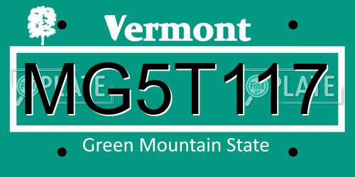 MG5T117 Vermont License Plate