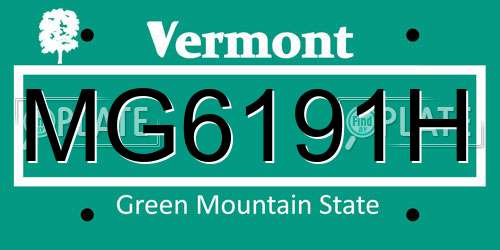 MG6191H Vermont License Plate
