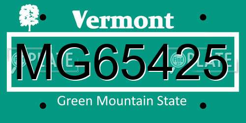 MG65425 Vermont License Plate
