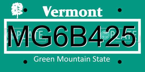MG6B425 Vermont License Plate