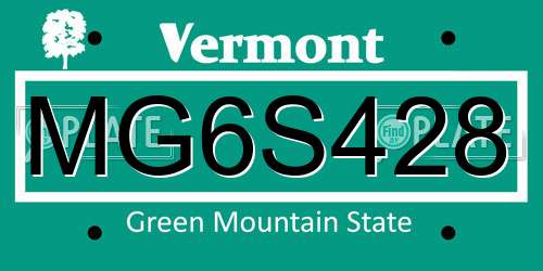 MG6S428 Vermont License Plate