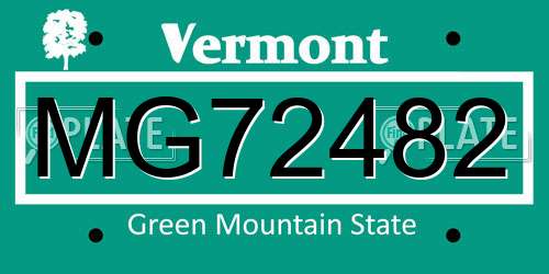 MG72482 Vermont License Plate