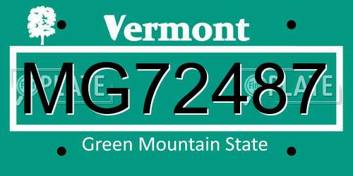 MG72487 Vermont License Plate