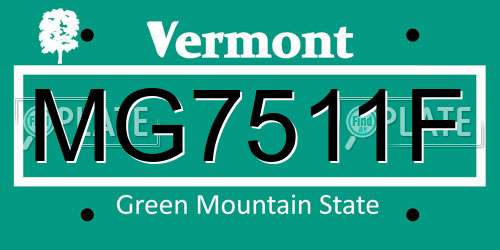 MG7511F Vermont License Plate