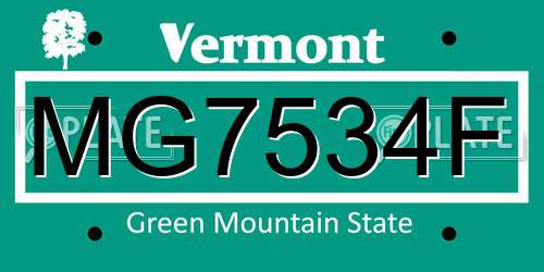 MG7534F Vermont License Plate