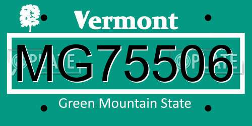 MG75506 Vermont License Plate