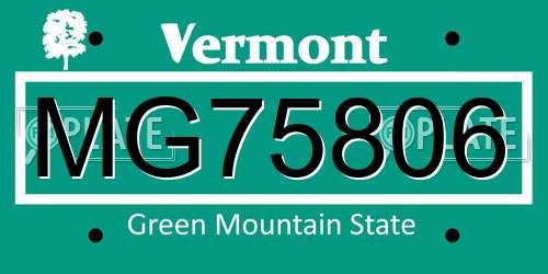 MG75806 Vermont License Plate