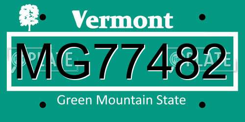 MG77482 Vermont License Plate