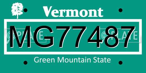 MG77487 Vermont License Plate