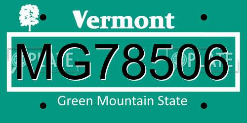 MG78506 Vermont License Plate
