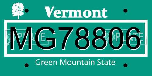 MG78806 Vermont License Plate