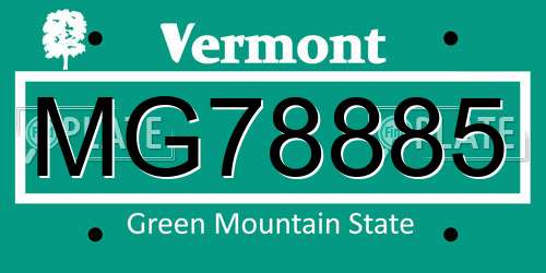 MG78885 Vermont License Plate