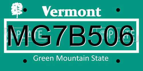 MG7B506 Vermont License Plate
