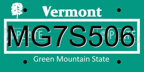 MG7S506 Vermont License Plate