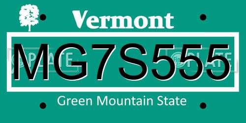 MG7S555 Vermont License Plate