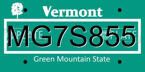 MG7S855 Vermont License Plate