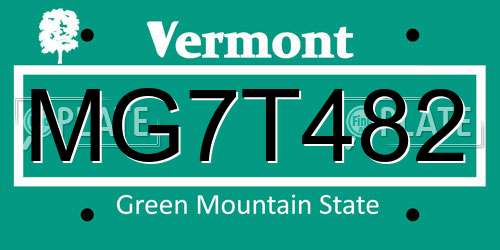 MG7T482 Vermont License Plate