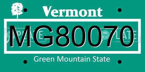MG80070 Vermont License Plate