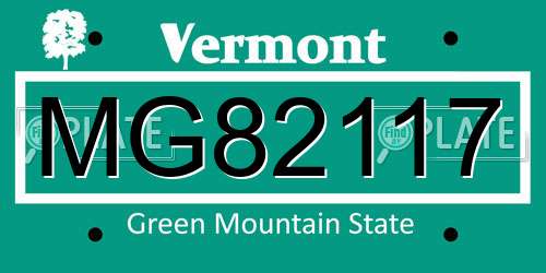 MG82117 Vermont License Plate