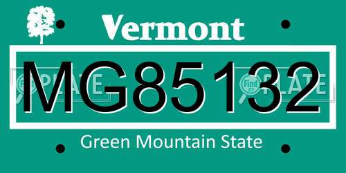 MG85132 Vermont License Plate