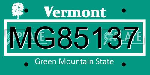 MG85137 Vermont License Plate
