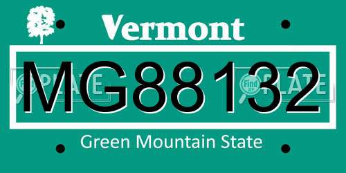 MG88132 Vermont License Plate