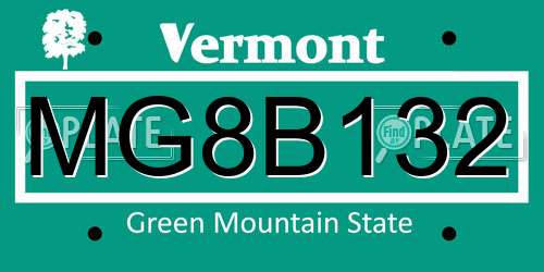 MG8B132 Vermont License Plate