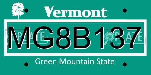 MG8B137 Vermont License Plate