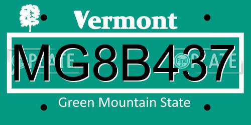 MG8B437 Vermont License Plate