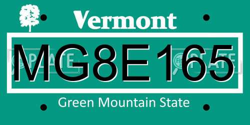 MG8E165 Vermont License Plate