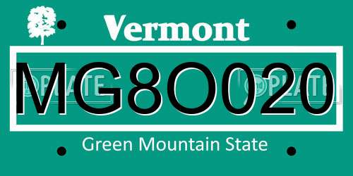 MG8O020 Vermont License Plate