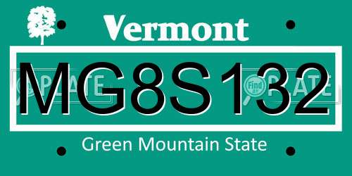 MG8S132 Vermont License Plate