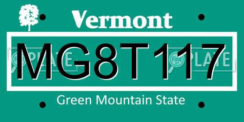 MG8T117 Vermont License Plate