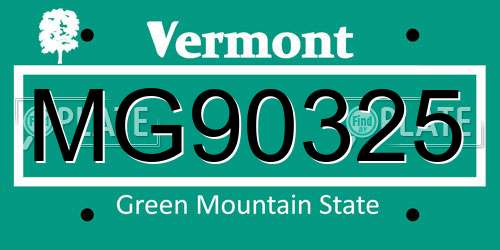 MG90325 Vermont License Plate