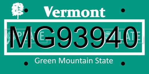 MG93940 Vermont License Plate