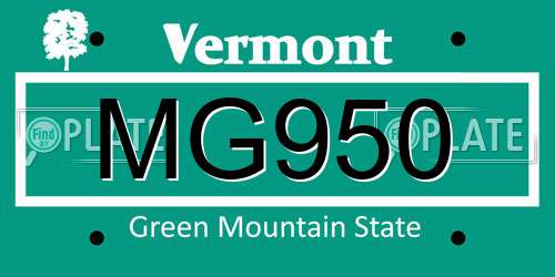 MG950 Vermont License Plate