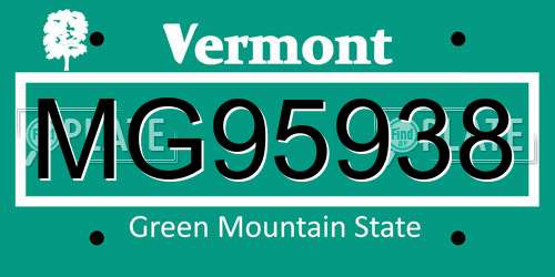 MG95938 Vermont License Plate