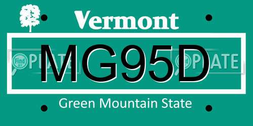 MG95D Vermont License Plate