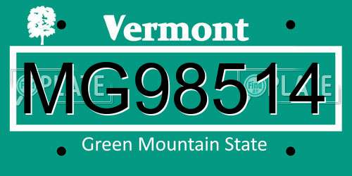 MG98514 Vermont License Plate