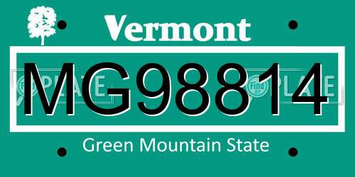 MG98814 Vermont License Plate