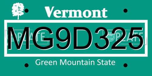 MG9D325 Vermont License Plate