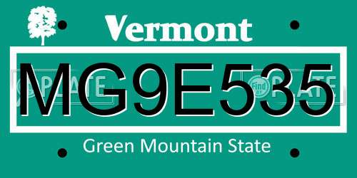 MG9E535 Vermont License Plate