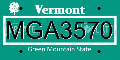MGA3570 Vermont License Plate