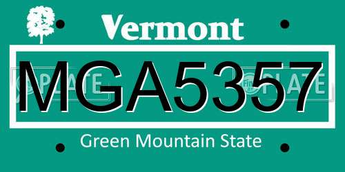 MGA5357 Vermont License Plate