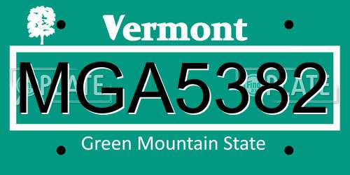 MGA5382 Vermont License Plate