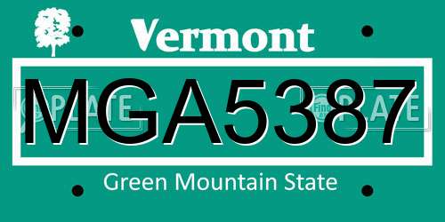MGA5387 Vermont License Plate