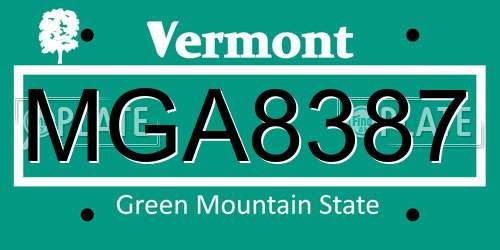 MGA8387 Vermont License Plate