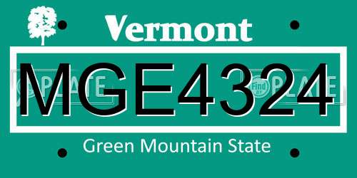 MGE4324 Vermont License Plate