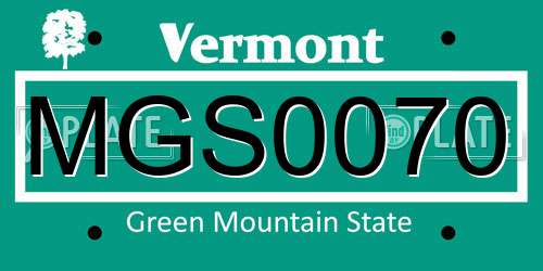 MGS0070 Vermont License Plate