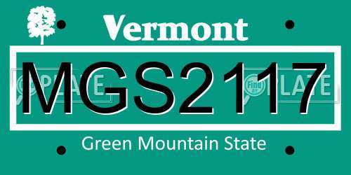 MGS2117 Vermont License Plate